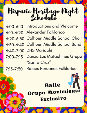Hispanic Heritage Night Schedule